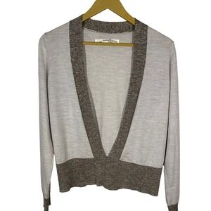 AllSaints Wool Linen Blend Sweater Deep V Beige Sparkle Size‎ US 6